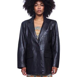 OVAL SQUARE Women's OS Proven Genuine Leather Blazer Size L In Black